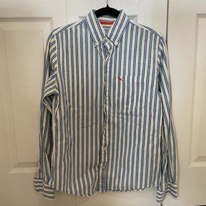 Blue Striped Abercrombie Mens Long Sleeved Button Down Shirt